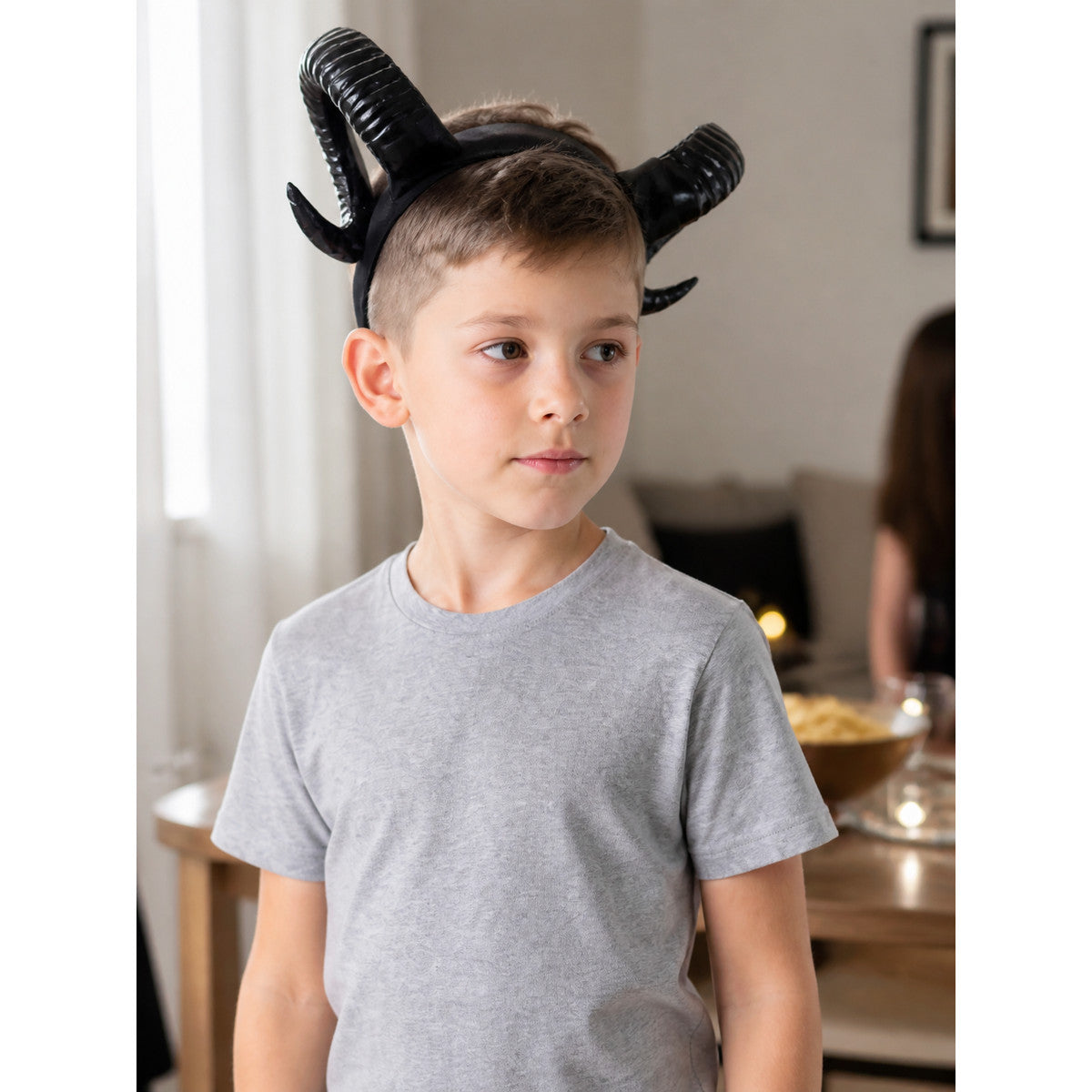 Halloween Carnival Headband with Black Horns lifestyle