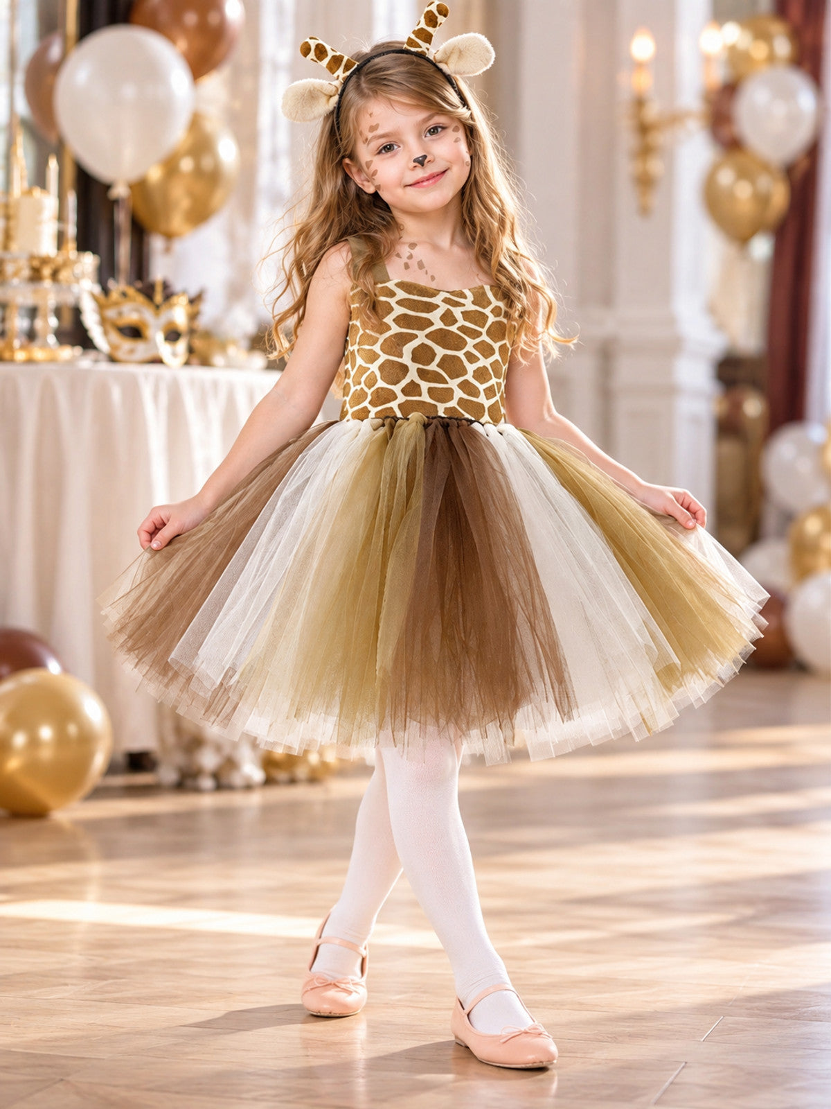 Kids' Giraffe Carnival Dress with Headband and Tail