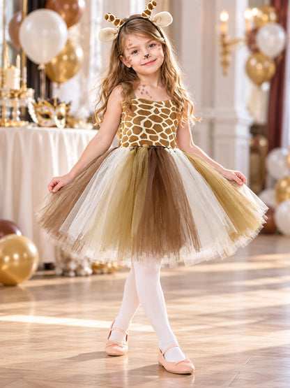 Kids' Giraffe Carnival Dress with Headband and Tail