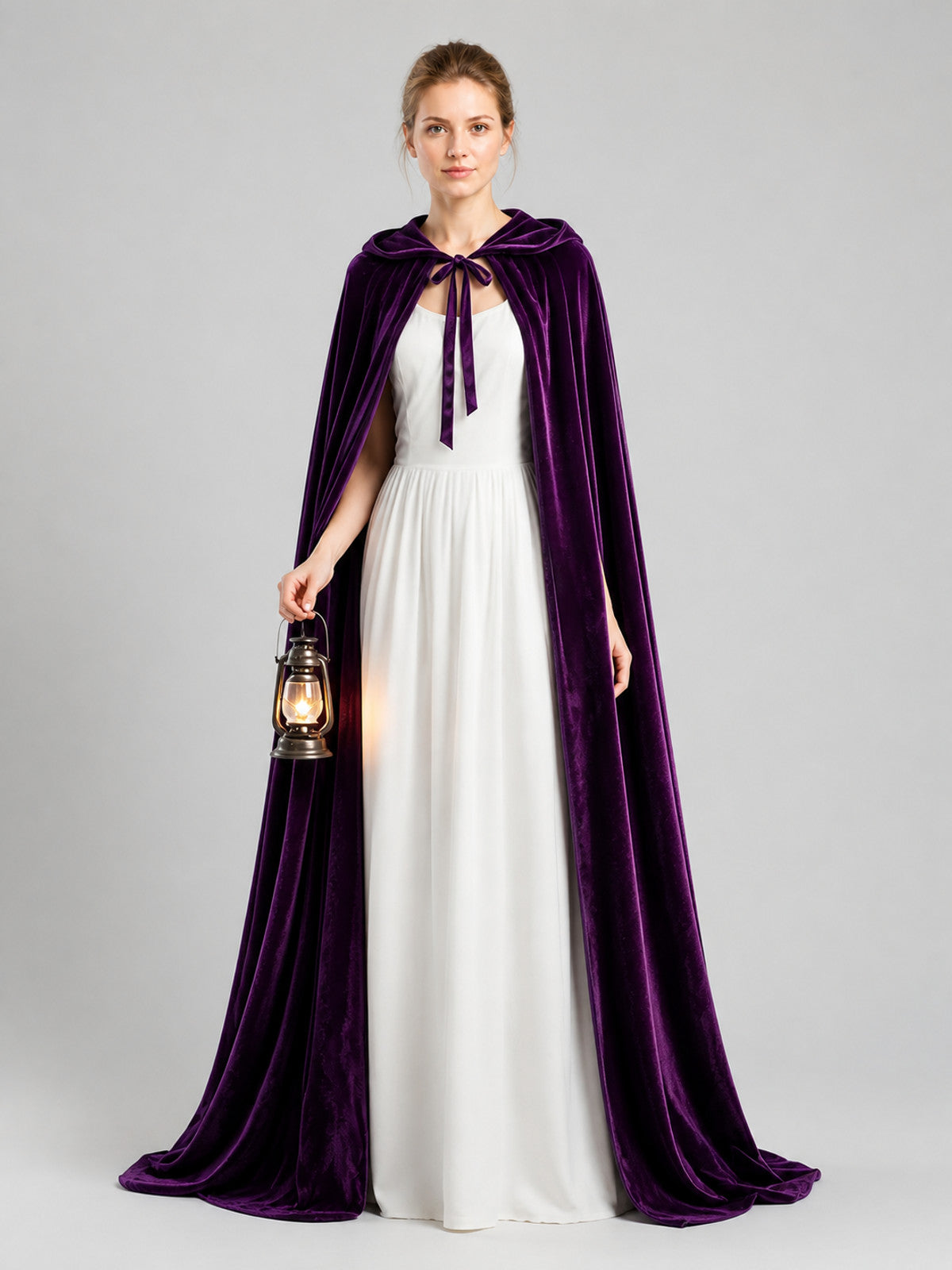 Long Purple Hooded Cape for Cosplay Costume Capes detail