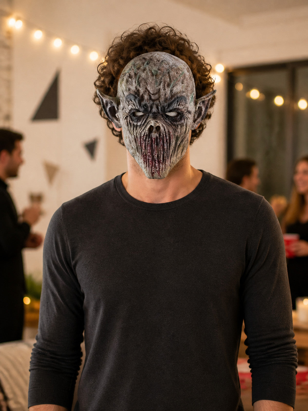 Zombie Carnival Mask with Pointed Ears lifestyle view