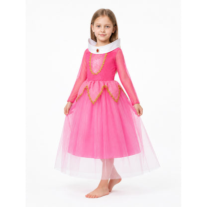 Long, full princess dress with gold trim Costume Dresses detail