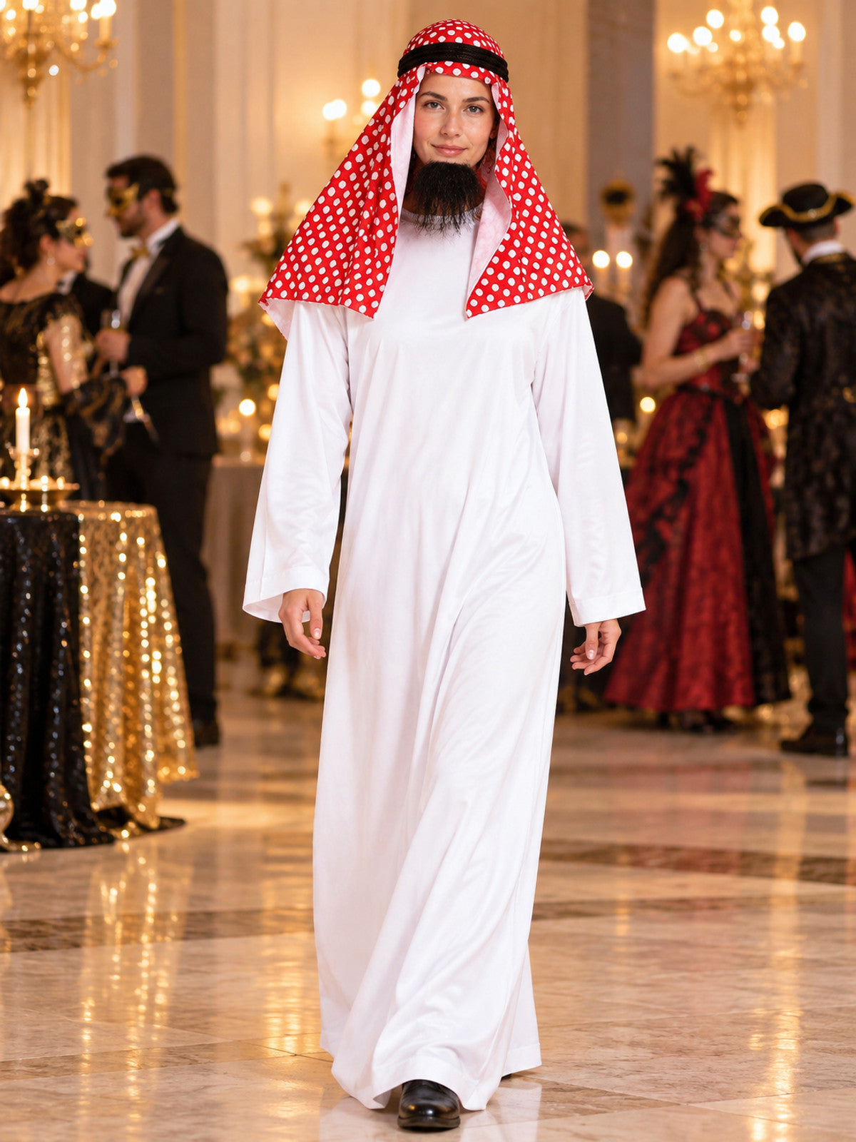 Arabic-Style Carnival Costume with Headscarf and Beard