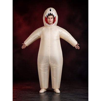 Unisex White Shark Mouth Animal Onesie Costume for Halloween Party main product view