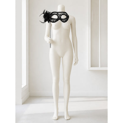 Black Carnival Mask with Flower and Feather for Halloween lifestyle view