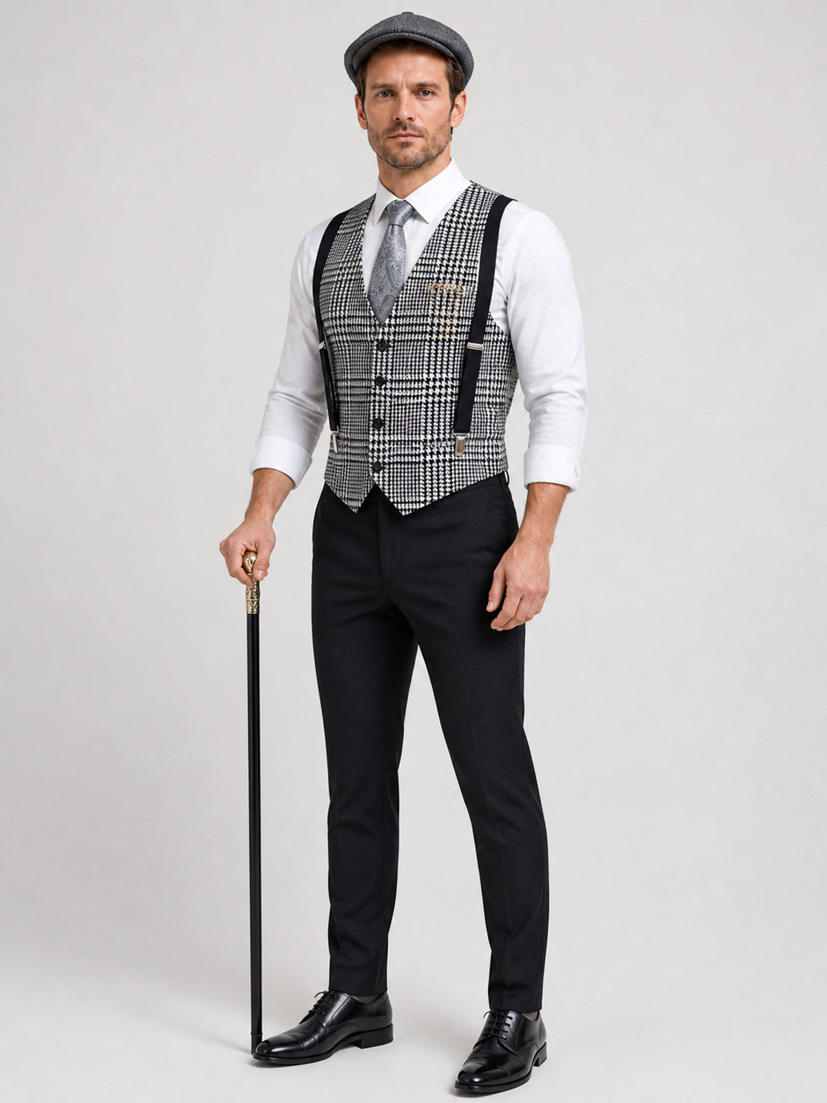 Plaid Vest Suit with Shirt and Accessories Costume Accessories detail