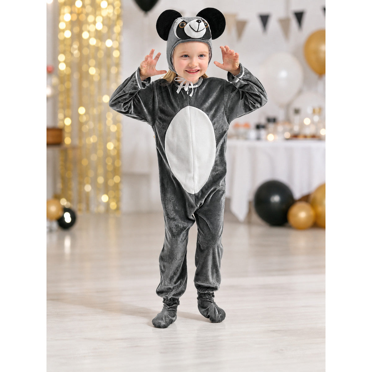 Koala Costume, Gray Hooded Jumpsuit