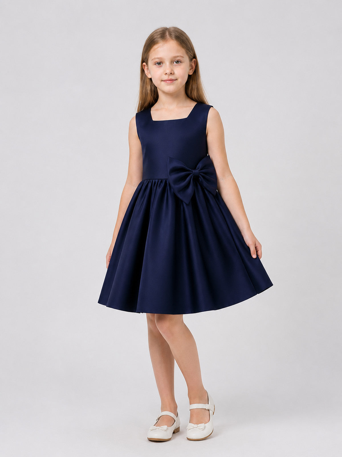 Girls' Party Dress with Bow and Full Skirt Costume Dresses detail