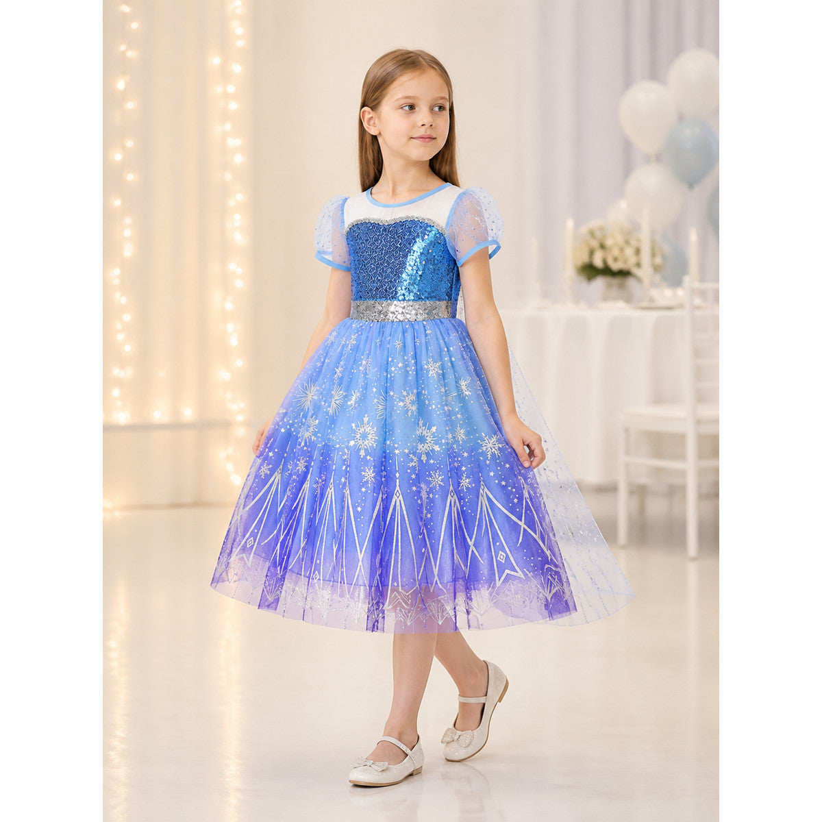 White and Blue Princess Costume for Halloween