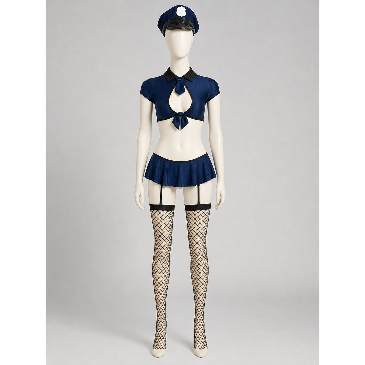Two-Piece Dark Navy Police Costume with Cap
