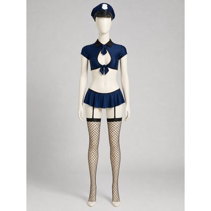 Two-Piece Dark Navy Police Costume with Cap