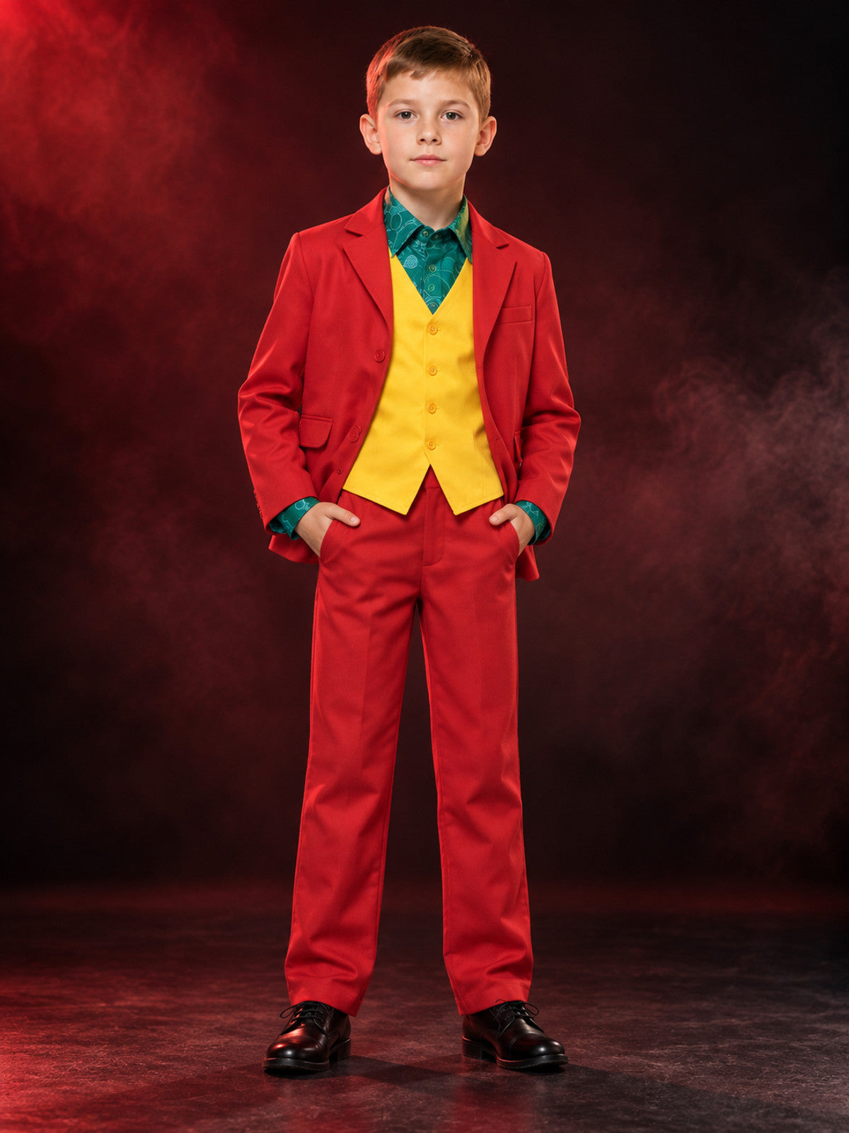 Clown costume: jacket, vest, shirt, pants
