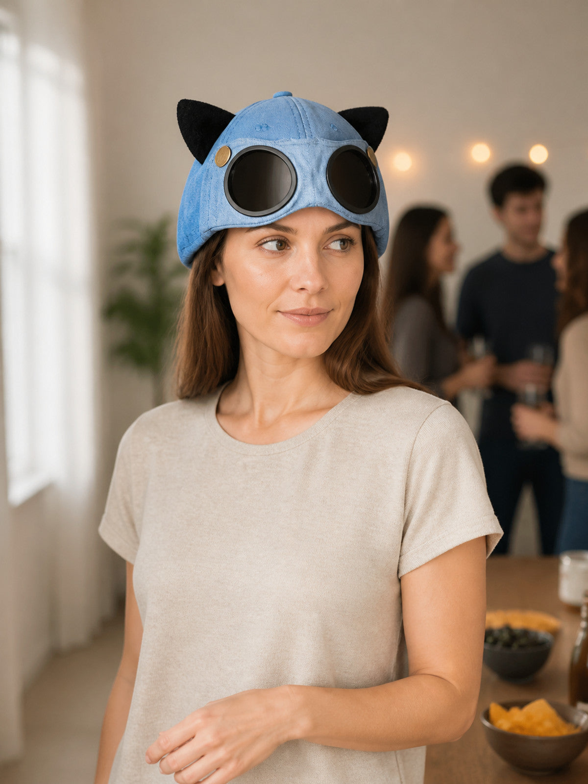 Carnival Cap with Ears and Round Lenses lifestyle view
