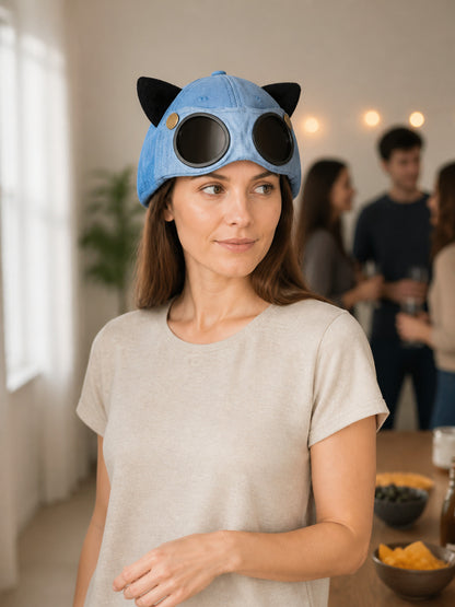 Carnival Cap with Ears and Round Lenses lifestyle view
