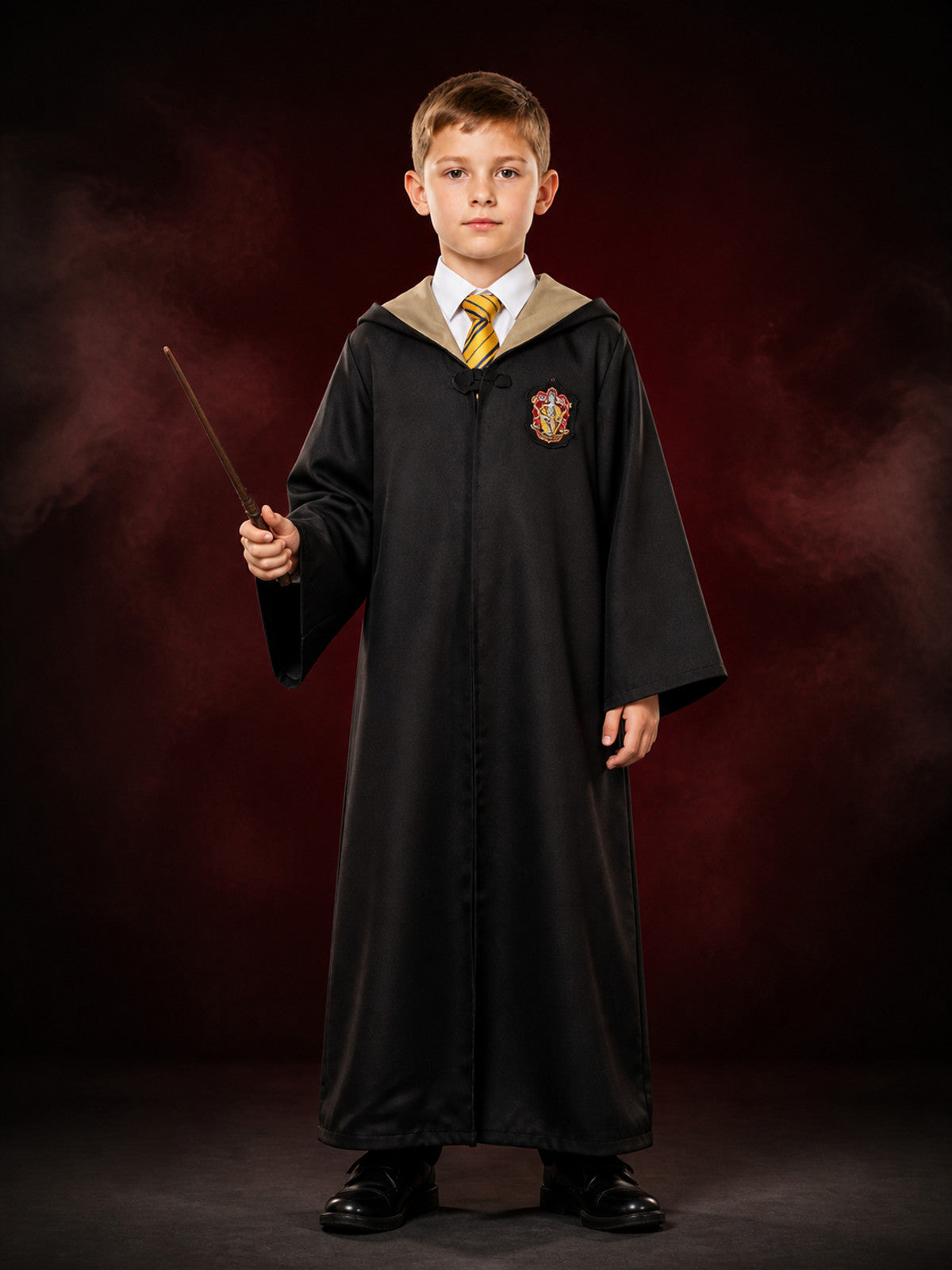 Hufflepuff Wizard Robe Costume Set with Hood and Tie main product view