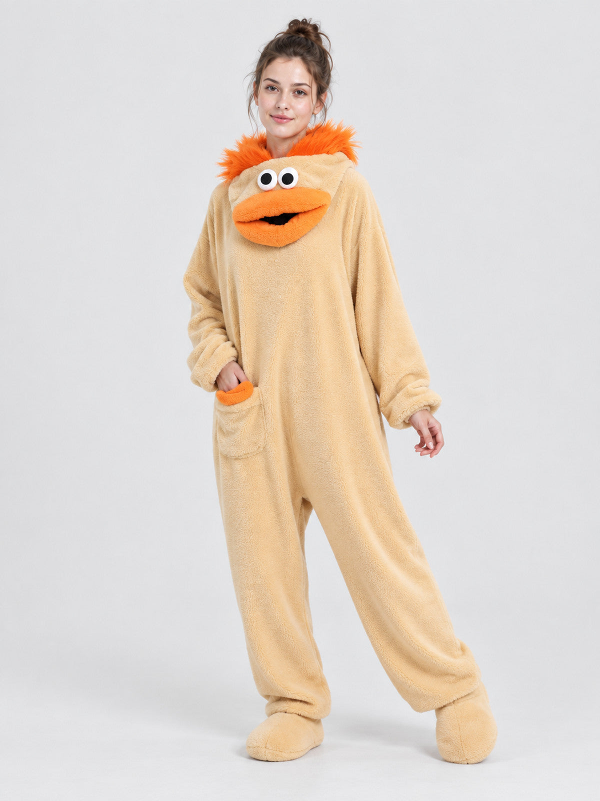 Insulated Fleece Kigurumi Pajama with Puffy Decoration