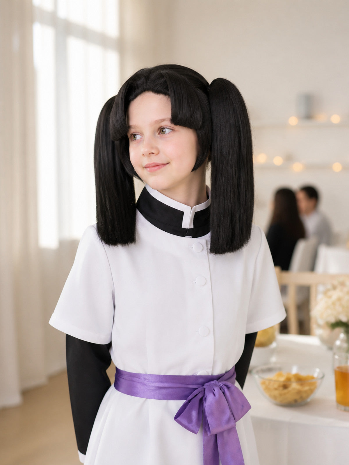 Black Wig with Two High Ponytails for Cosplay lifestyle view
