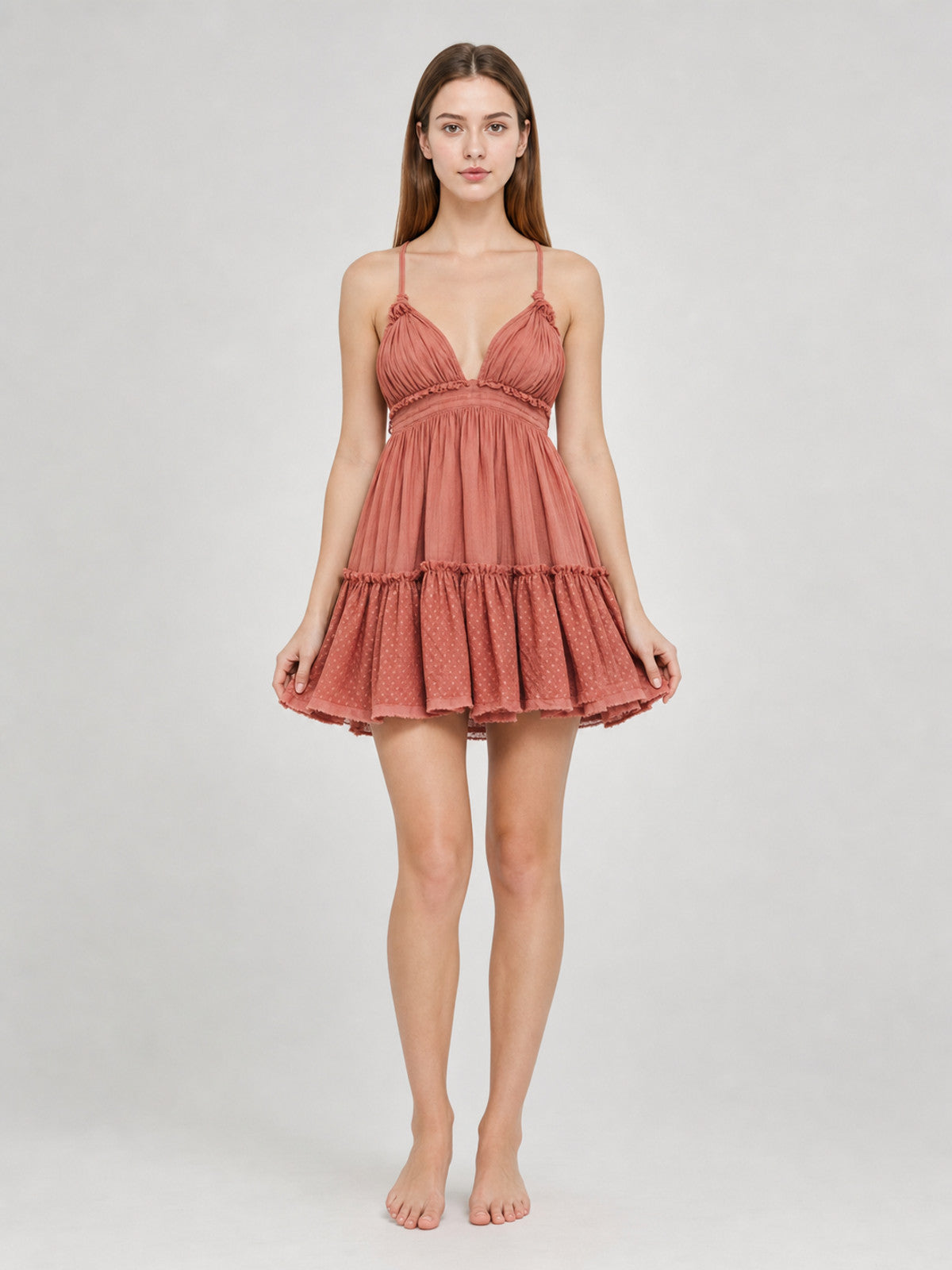 Cotton Boho-Style Sundress with an Open Back main product view