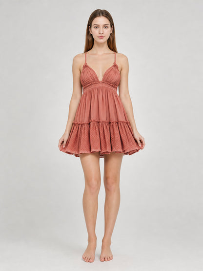 Cotton Boho-Style Sundress with an Open Back main product view