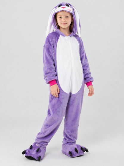 Kids' Purple Hooded One-Piece Pajama