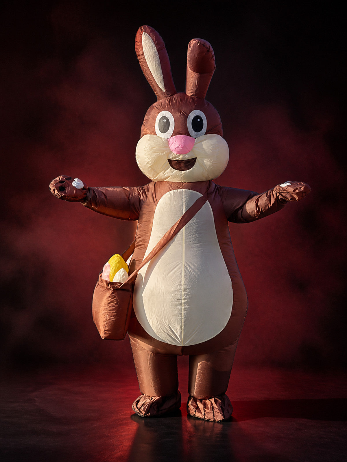 Brown Rabbit Inflatable Costume, Funny Animal Bodysuit with Belly Pocket for