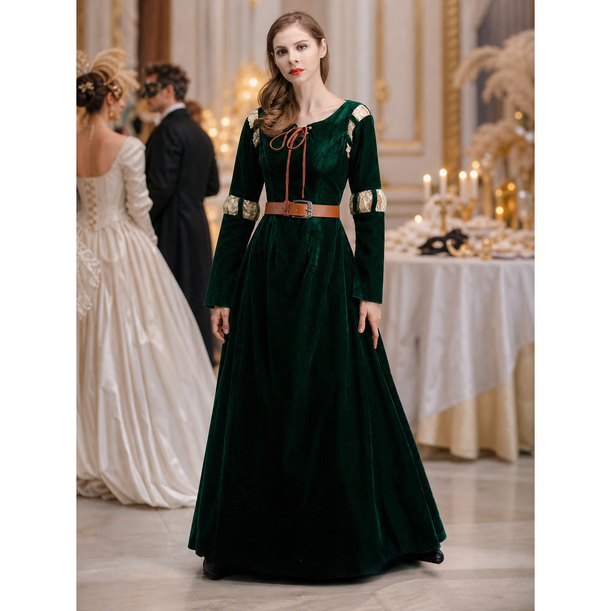 Retro Costume Dress with Gold Court-Style Details lifestyle