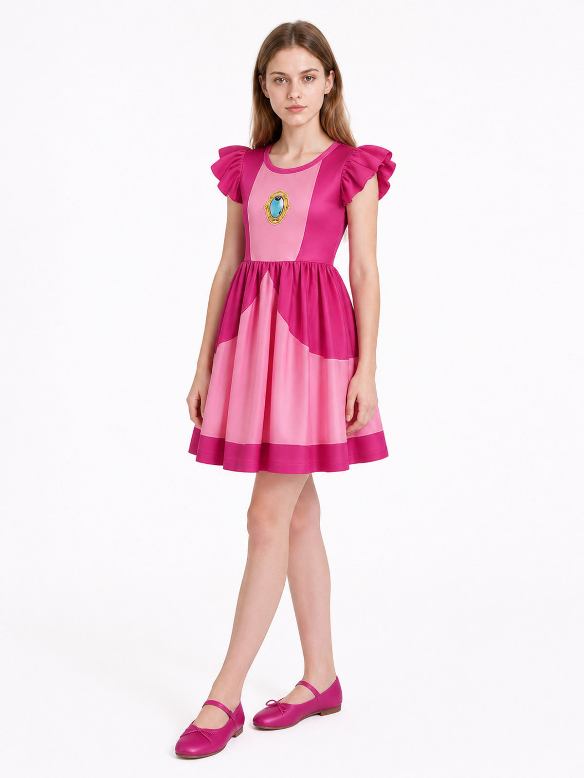 Rosalina Dress with Emblem, Short Sleeves