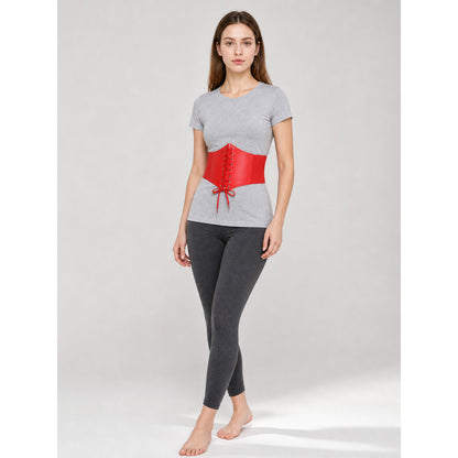 Red Lace-Up Corset Belt for Dresses and Outfits