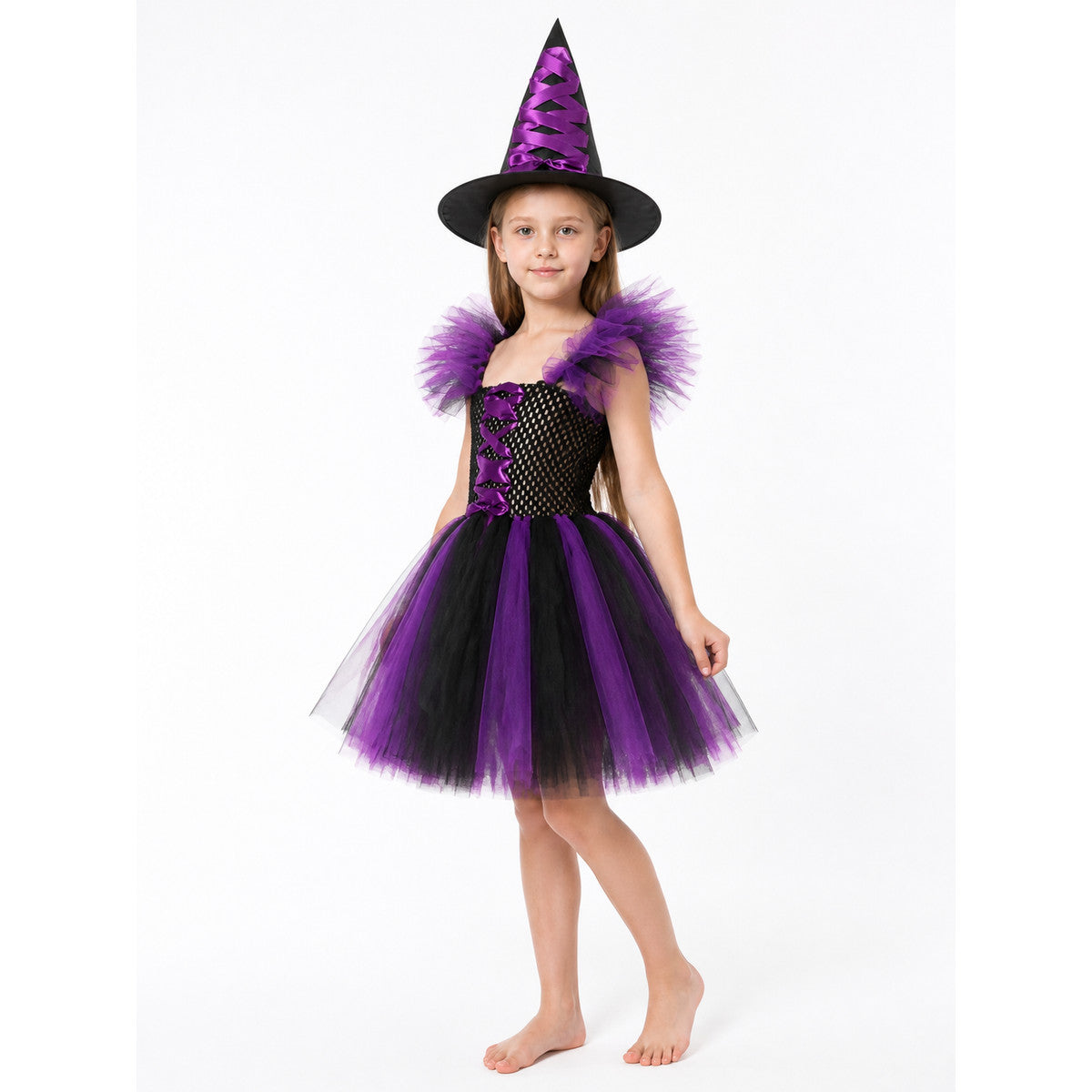Children's Witch Costume with Dress and Hat, Purple Costume Dresses detail