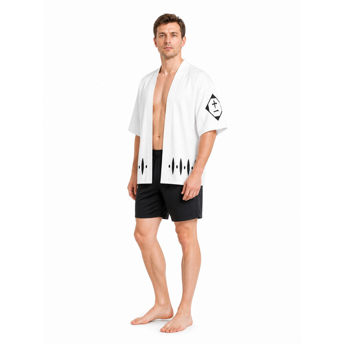 Bleach Cosplay Cloak, White with Black Pattern and Number 12 Costume Capes detail
