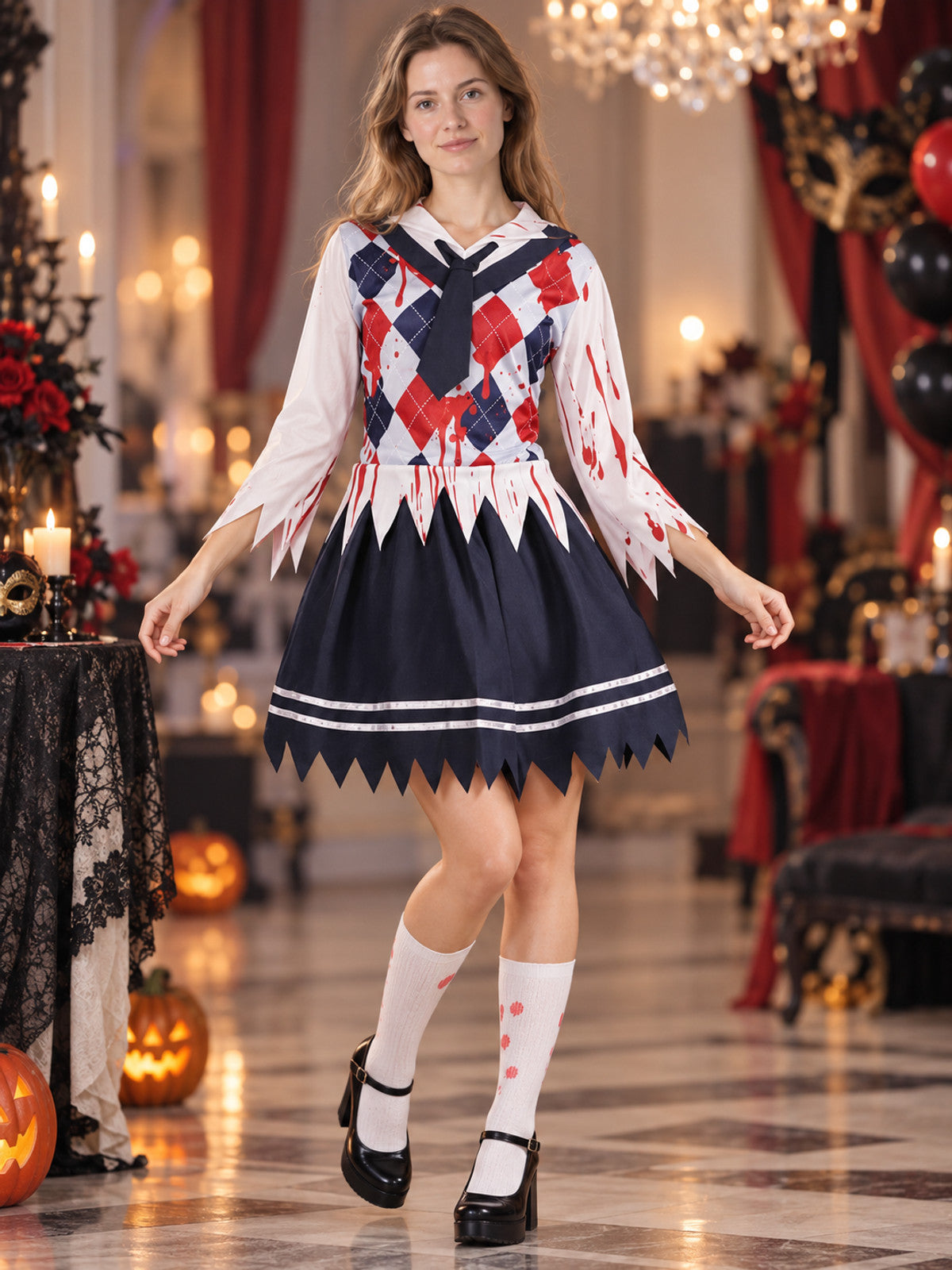 Carnival Dress with Contrasting Bodice and Dark Navy Skirt