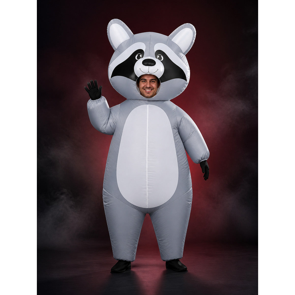 Raccoon Inflatable Costume, Gray Cartoon Jumpsuit for Halloween and Christmas main product view