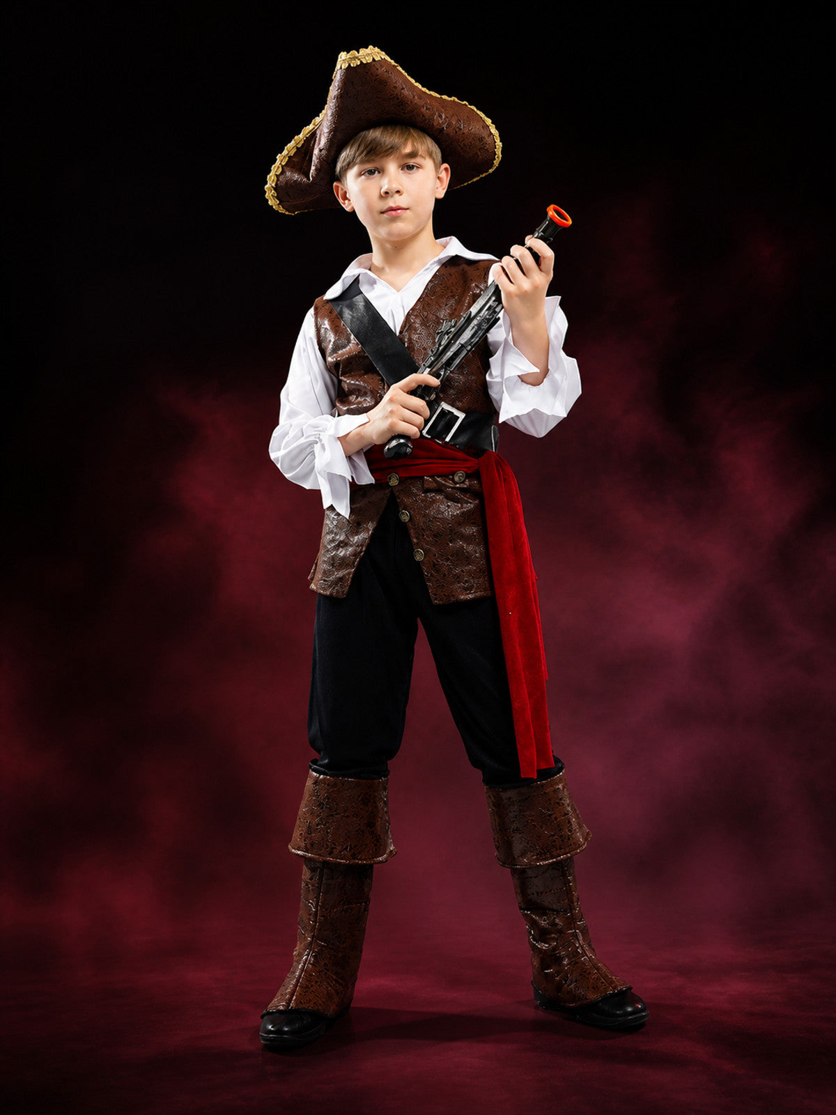 Boys Pirate Captain Costume Set, Includes Hat and Prop, for Halloween Cosplay main product view