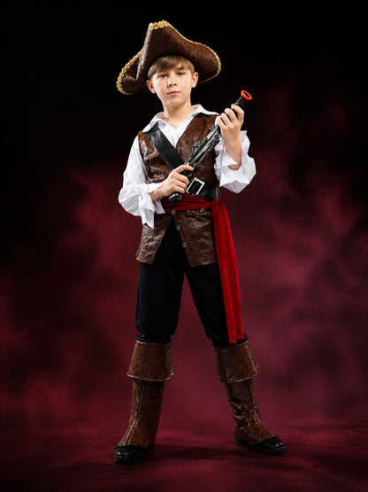 Boys Pirate Captain Costume Set, Includes Hat and Prop, for Halloween Cosplay main product view