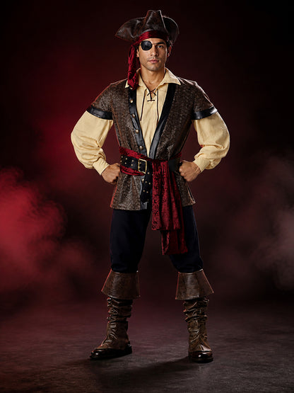 Retro Pirate Costume with Eye Patch for Halloween main product view