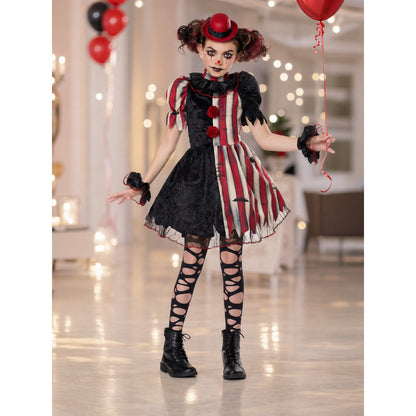 Ruffled and striped clown costume dress lifestyle view