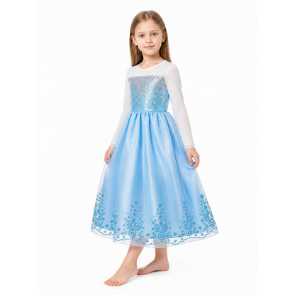 Long Princess Dress with Sequins and Floral Pattern Costume Dresses detail