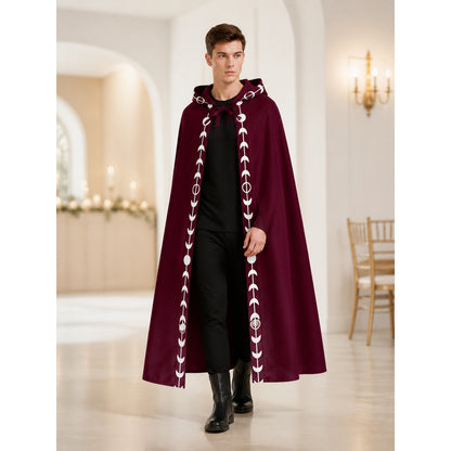 Halloween: Red Hooded Cloak of Death with Moon Pattern lifestyle view