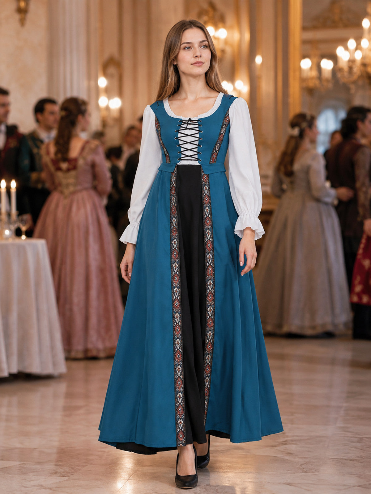 Blue Medieval-Style Stage Dress lifestyle view