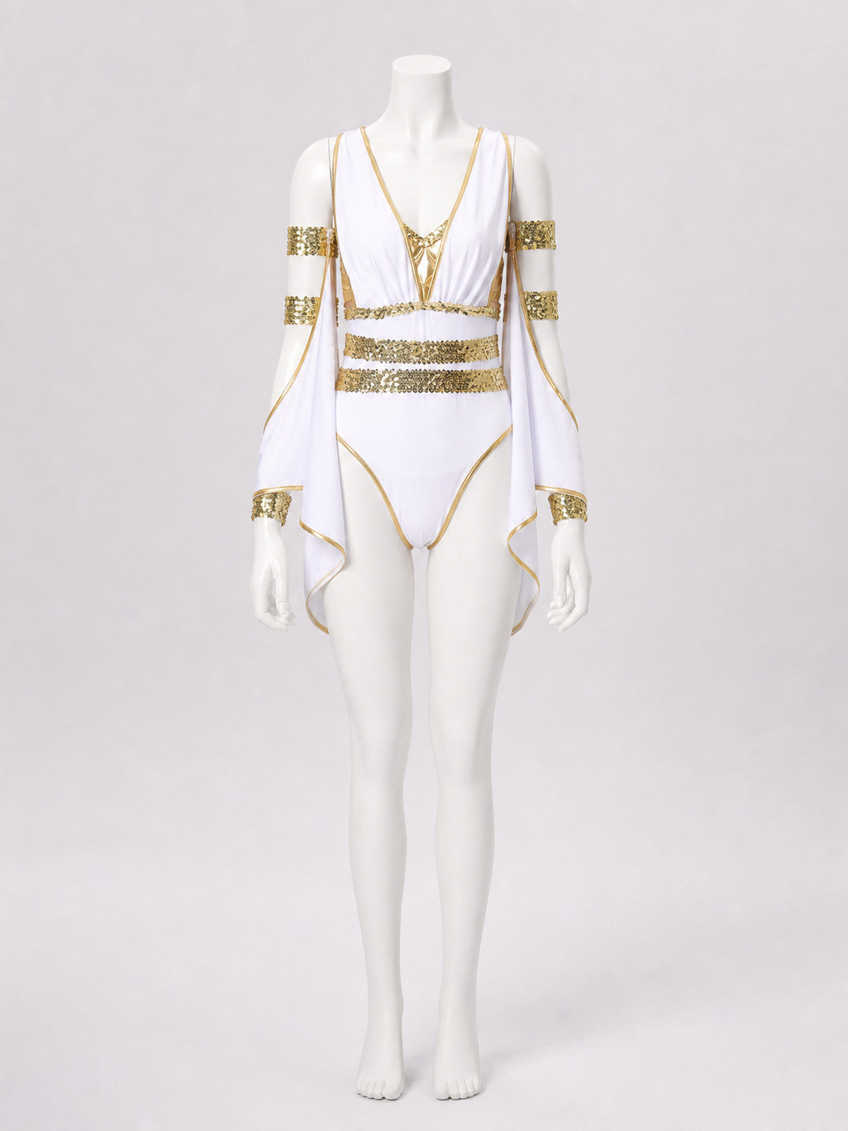 Cleopatra Costume with Gold Trim and Draping Costumes detail