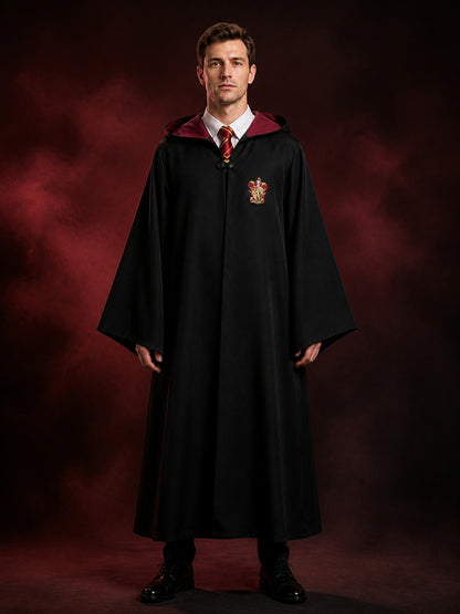 Hooded Wizard Robe Costume Set With Tie And Badge, Cosplay Halloween Outfit main product view