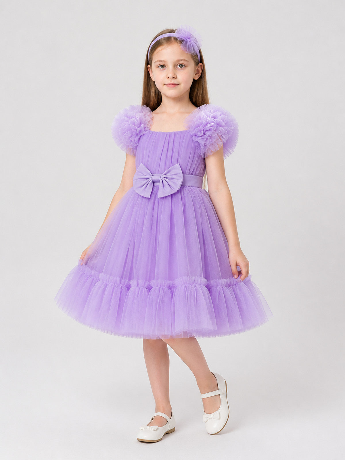 Festive Tulle Dress with a Full Skirt and Bow Costume Dresses detail