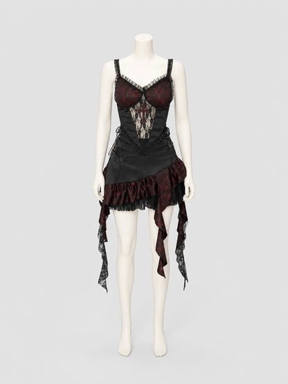 Gothic Set: Strappy Top and Lace Mini Skirt product detail