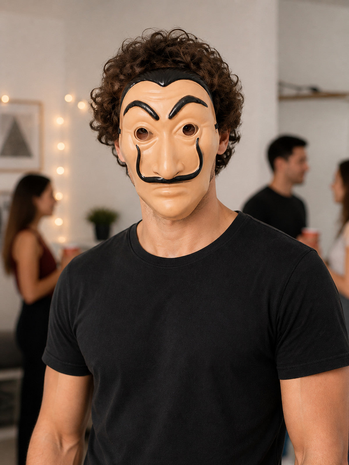 Carnival Mask with Black Mustache and Eyebrows lifestyle view