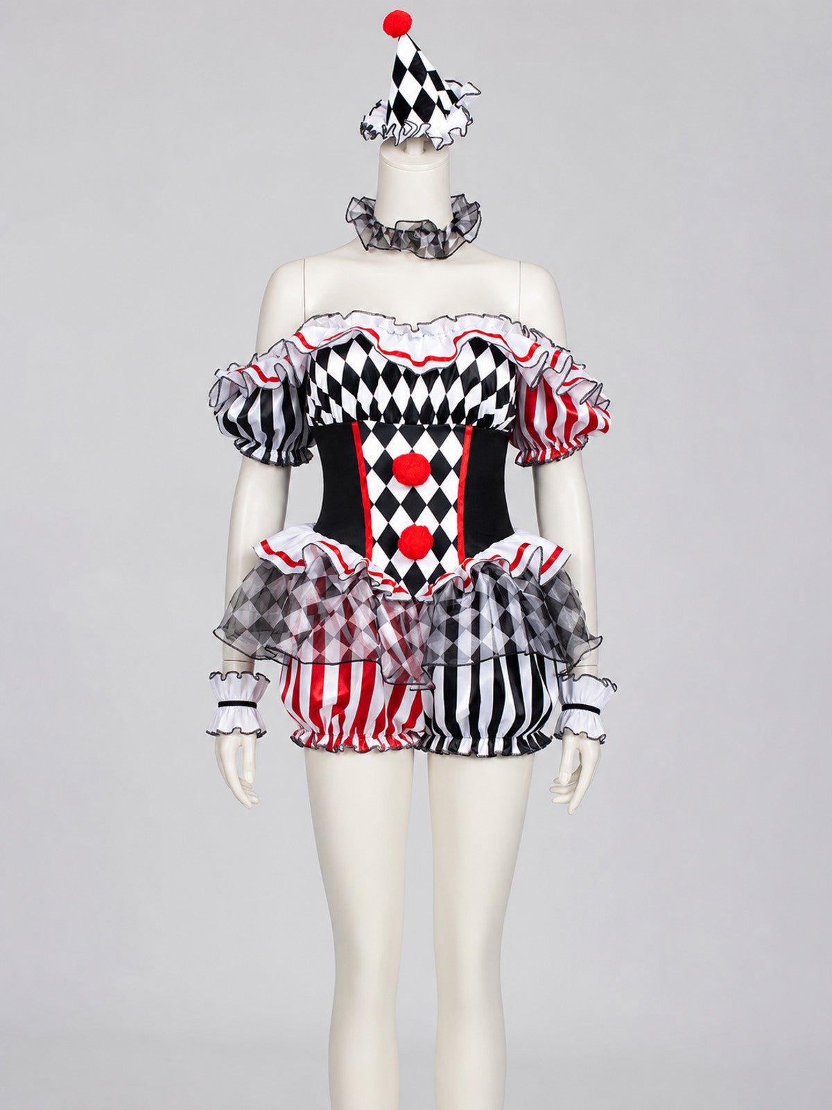 Clown Costume for Cosplay with a Full Skirt and Ruffles Costumes detail