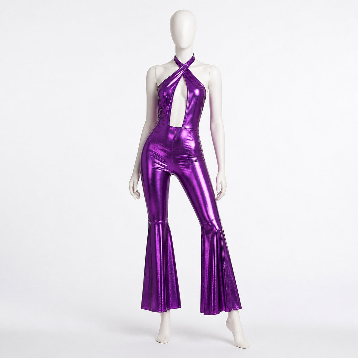 Purple Cutout Jumpsuit with Flared Pants product detail