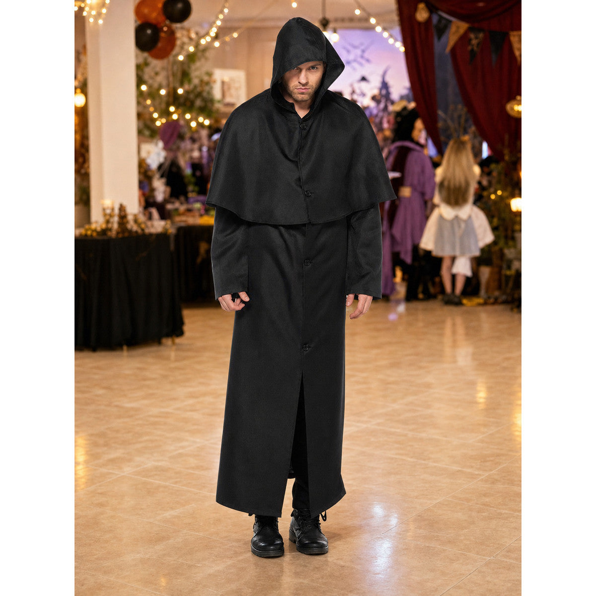 Halloween Hooded Robe Cloak with Cape lifestyle view