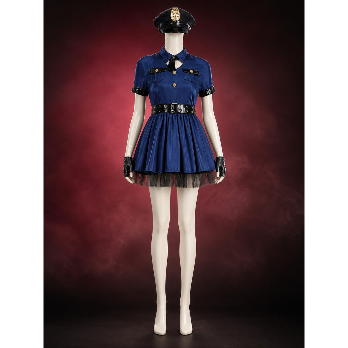 Women's Police Costume Dress Set With Hat, Belt, Gloves And Neck Scarf main product view