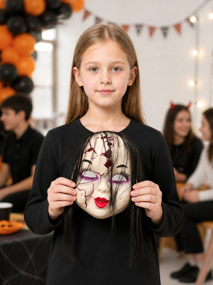 Halloween Mask with Long Black Hair lifestyle view