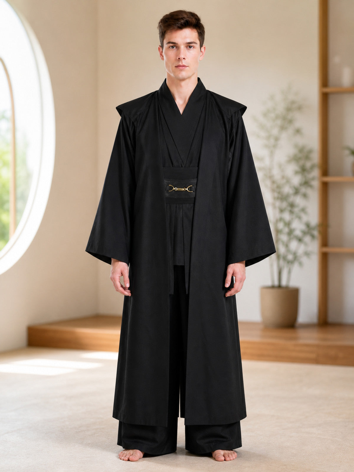 Obi-Wan Kenobi Cosplay Costume, Black Robe lifestyle view
